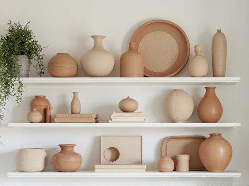 A stylish shelf with curated home decor objects
